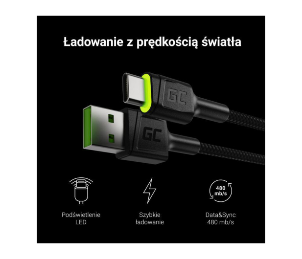 Green Cell Kabel USB 3.0 - USB-C (LED, 2m) - 546124 - zdjęcie 7